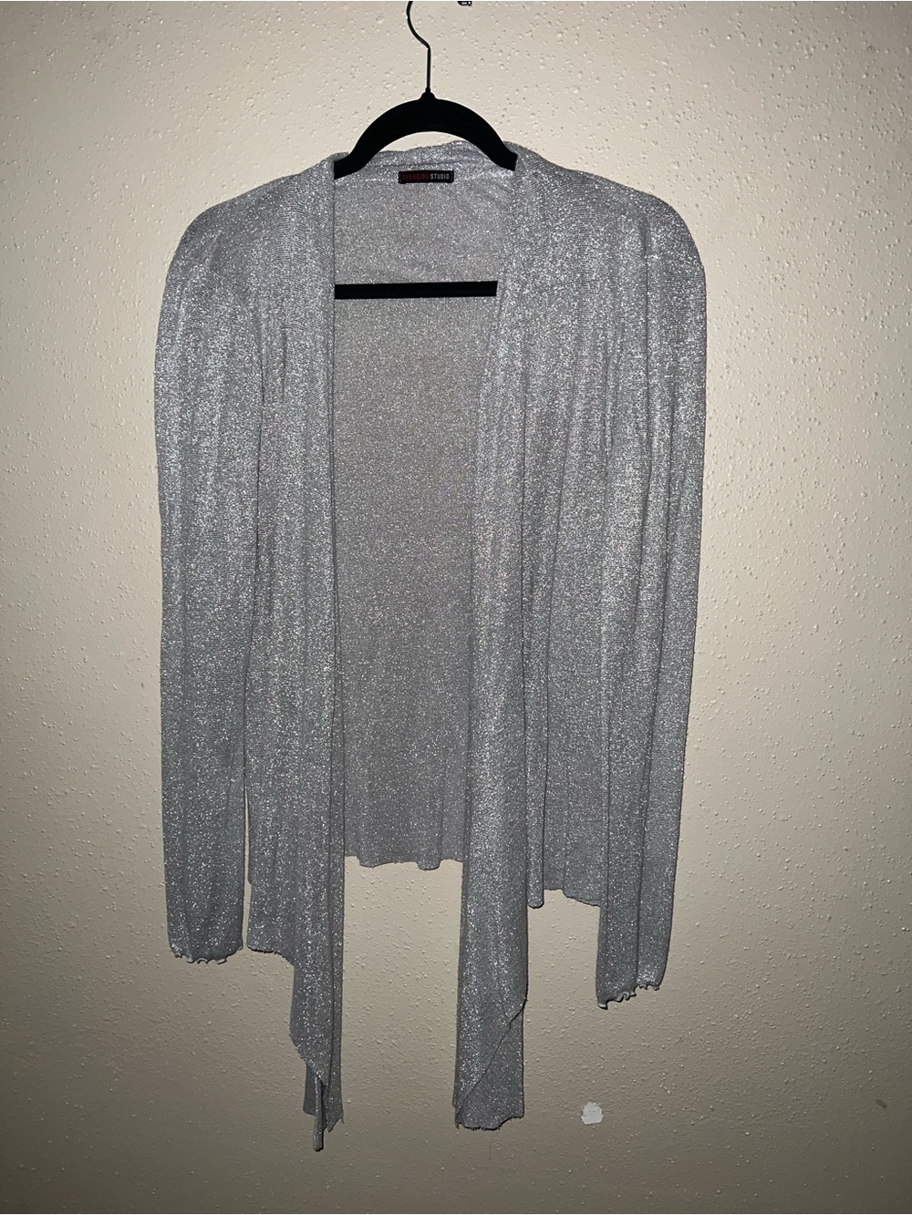 Open-Front Sparkle Cardigan in Silver - Women